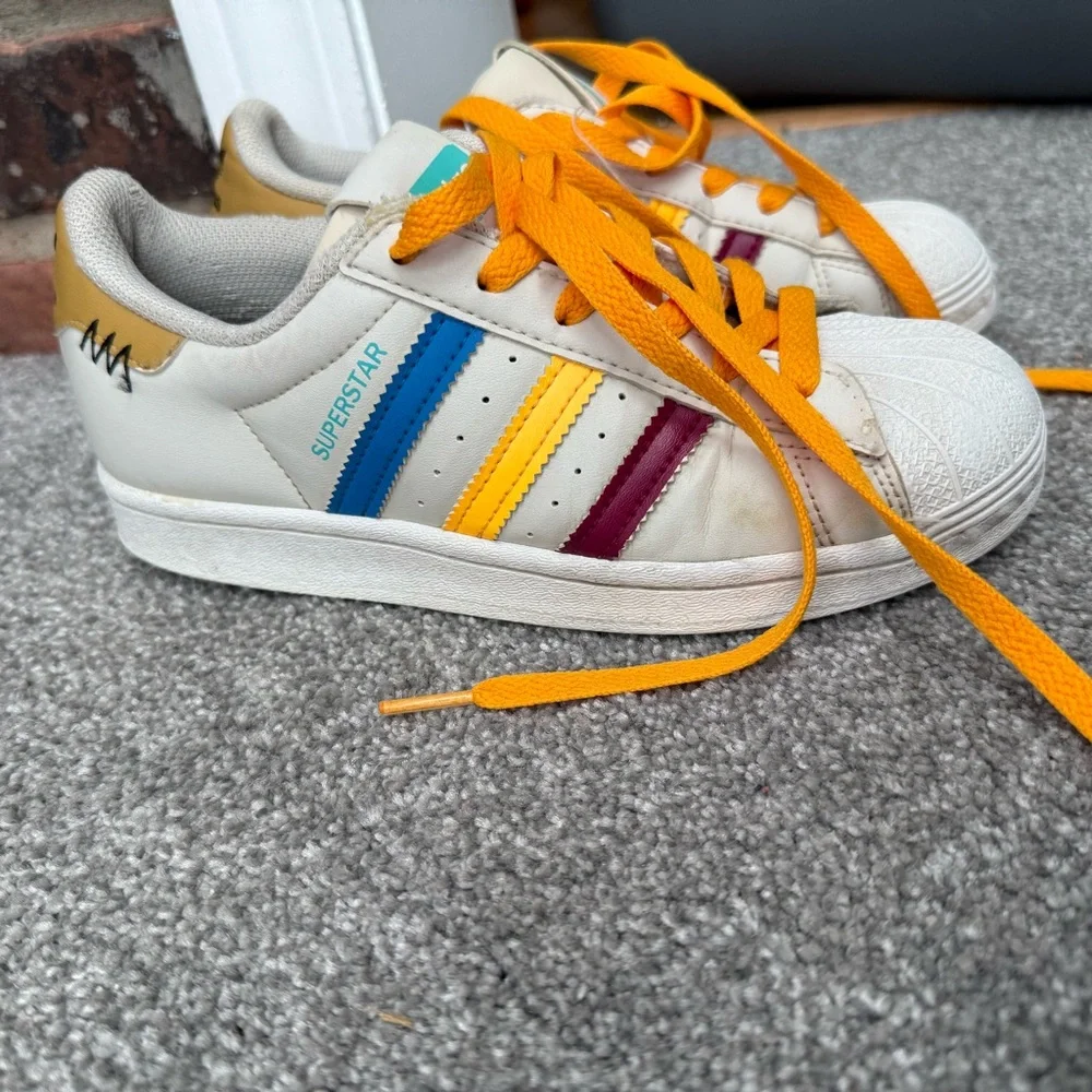 Adidas Kids Sneakers - Cream‎ with Orange and Yellow Accents Disney